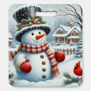 Cute, Vintage/Whimsical Christmas/winter snowman Seat Cushion