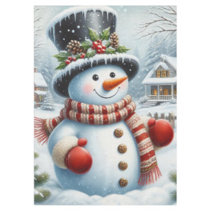 Cute, Vintage/Whimsical Christmas/winter snowman Tablecloth