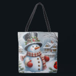 Cute, Vintage/Whimsical Christmas/winter snowman Tote Bag<br><div class="desc">.</div>