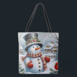 Cute, Vintage/Whimsical Christmas/winter snowman Tote Bag<br><div class="desc">.</div>