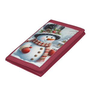 Cute, Vintage/Whimsical Christmas/winter snowman Tri-fold Wallet