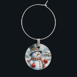 Cute, Vintage/Whimsical Christmas/winter snowman Wine Charm<br><div class="desc">.</div>