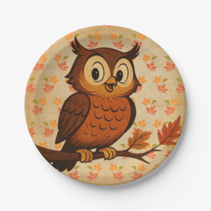 Cute, vintage whimsical fall/autumn owl paper plates
