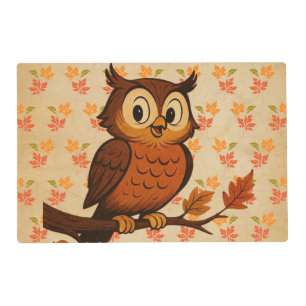 Cute, vintage whimsical fall/autumn owl placemat