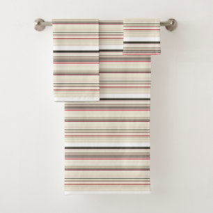 Cute vintage white red stripes bath towel set