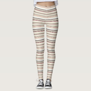 Cute vintage white red stripes leggings