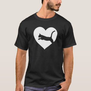 Cute Vintage Who Loves Cats Black Cat  White Heart T-Shirt