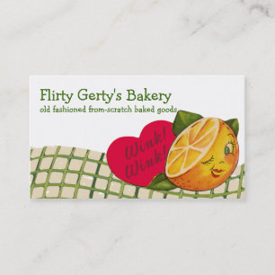 Cute vintage winking orange cooking baking card