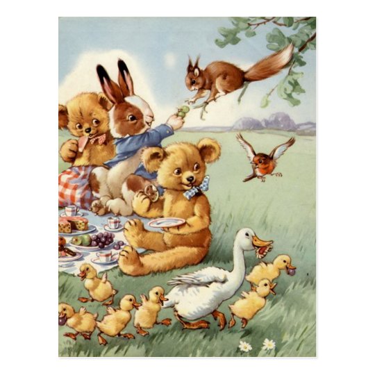 Cute Vintage Woodland Animals Postcard | Zazzle.com