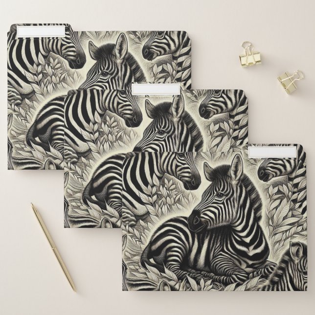 Cute Vintage Zebra Pattern File Folder (Set)