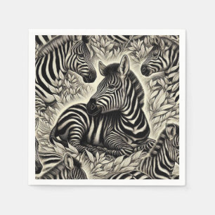 Cute Vintage Zebra Pattern Napkins