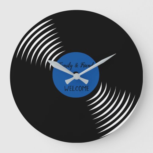 Cute Vinyl Record Welcome  Large Clock