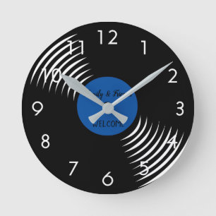 Cute Vinyl Record Welcome Round Clock