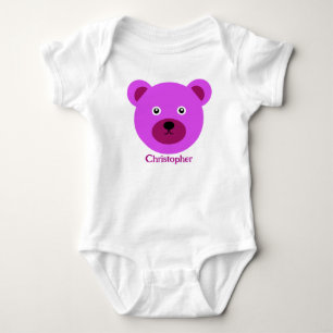 Cute Violet Bear Baby Bodysuit