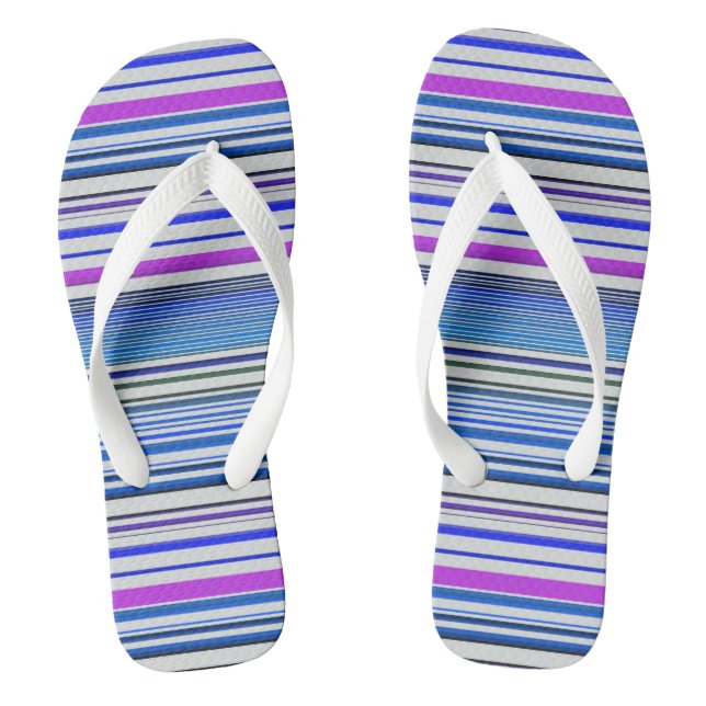 Cute violet blue stripes flip flops (Footbed)