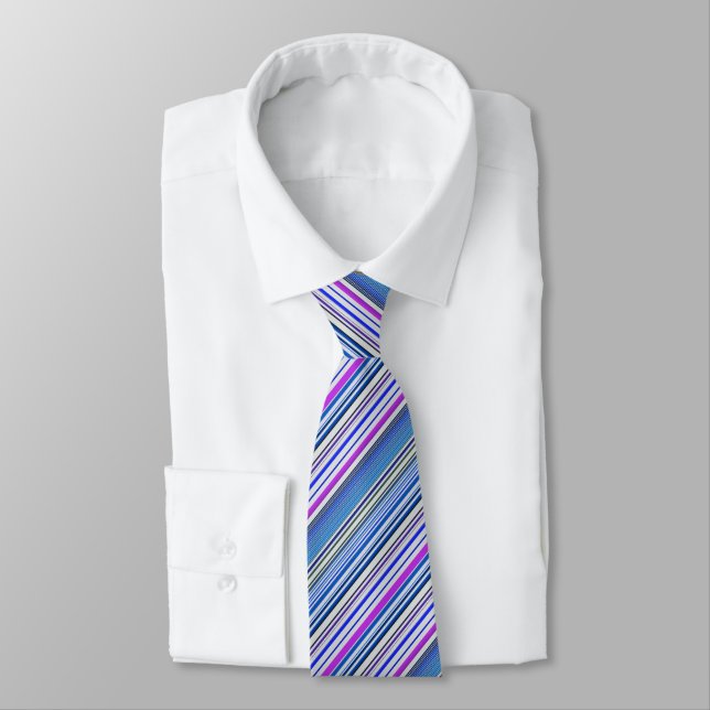 Cute violet blue stripes neck tie (Tied)