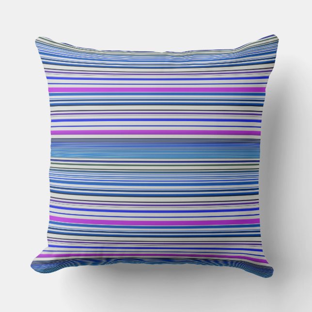 Cute violet blue stripes throw pillow (Front)