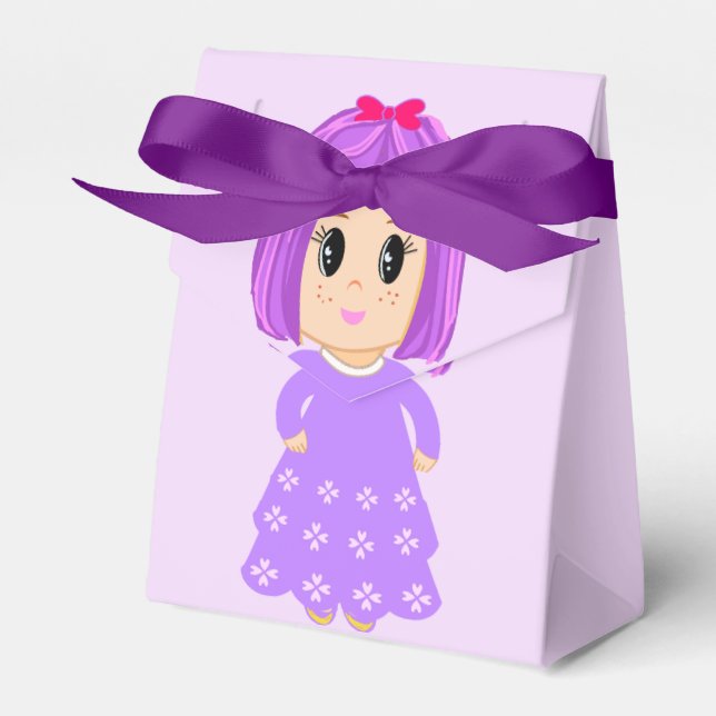 Cute Violet Girl Thank You Favor Boxes (Front Side)