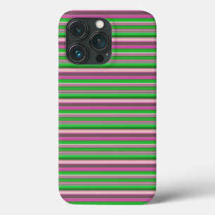 Cute violet green stripes iPhone 13 pro case