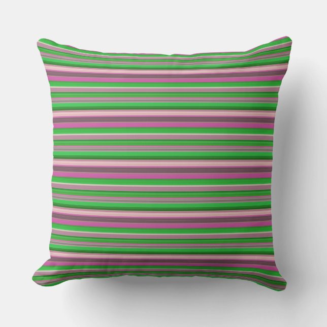 Cute violet green stripes throw pillow (Front)