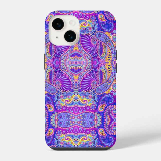 Cute violet paisley pattern iphone case (Back)