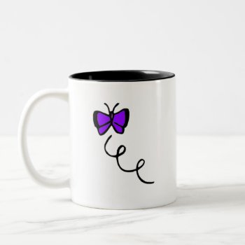 Cute Violet Purple Butterfly Two-tone Coffee Mug by ColorStock at Zazzle