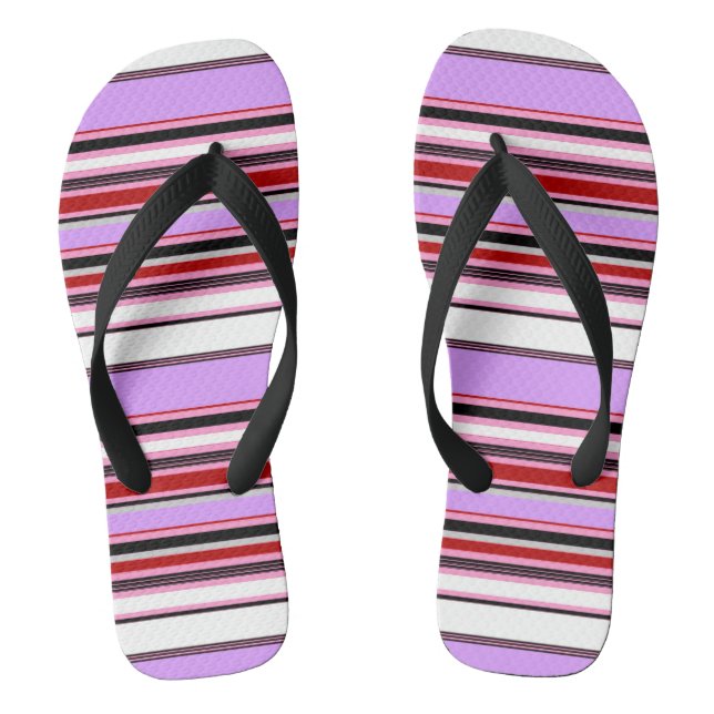 Cute violet red stripes flip flops (Footbed)