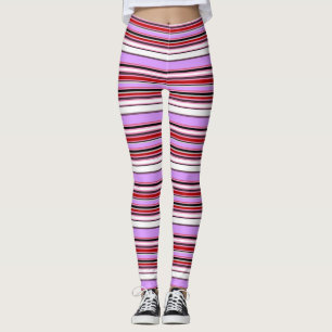 Cute violet red stripes leggings