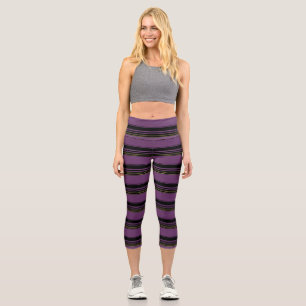 Cute violet stripes capri leggings