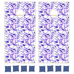 Cute violet watercolor abstract lines pattern cornhole set