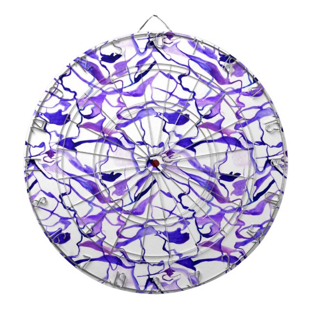 Cute violet watercolor abstract lines pattern dart board (Front)