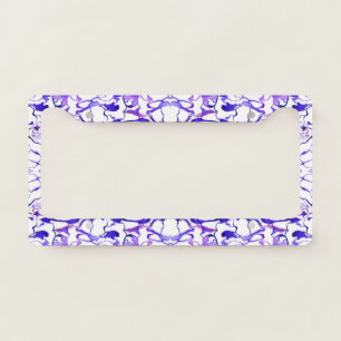 Cute violet watercolor abstract lines pattern license plate frame