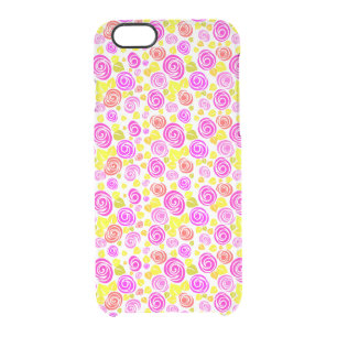Cute violet yellow spring roses patterns clear iPhone 6/6S case