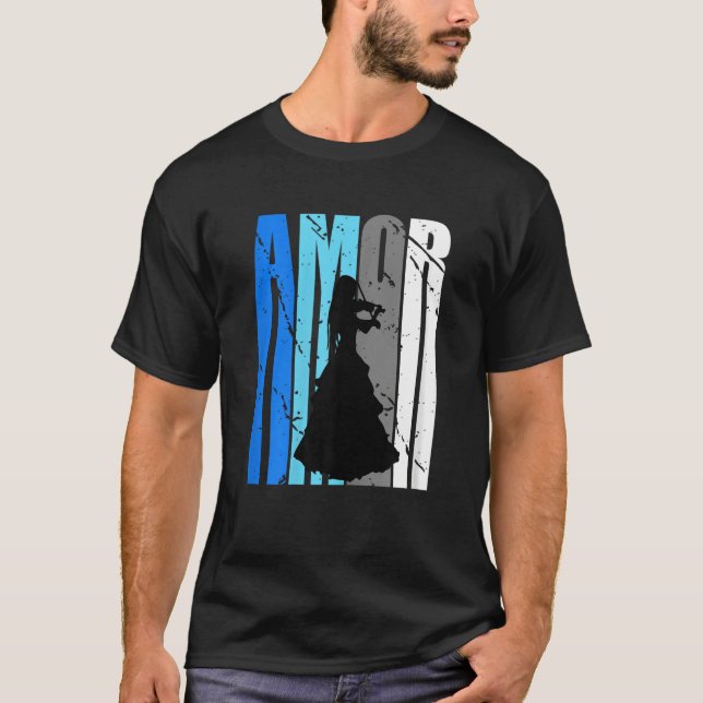 Cute Violin Brown Amor Life Motivational Loves To  T-Shirt (Front)