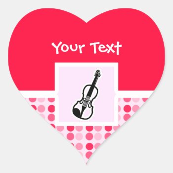 Cute Violin Heart Sticker by MusicPlanet at Zazzle