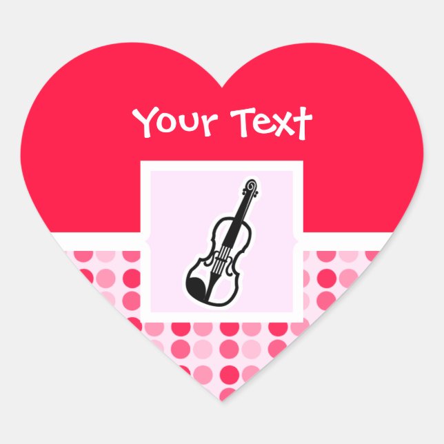 Cute Violin Heart Sticker (Front)
