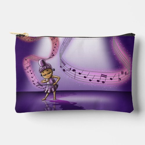Cute Violin Musical Instrument Purple Accessory Pouch