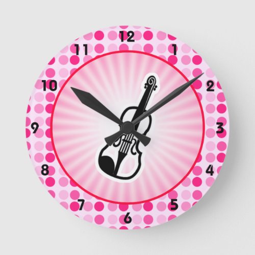 Cute Violin Round Clock