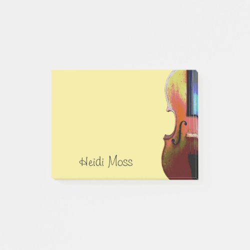 Cute Violin Yellow Monogram Musical Post_it Notes