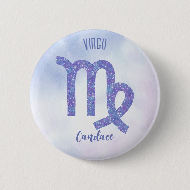 Cute Virgo Astrology Sign Personalized Button (Front)