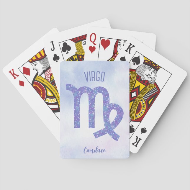 Cute Virgo Astrology Sign Personalized Poker Cards (Back)