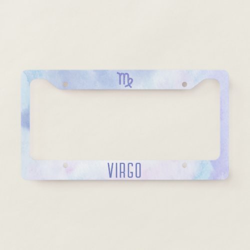 Cute Virgo Astrology Sign Purple License Plate Frame
