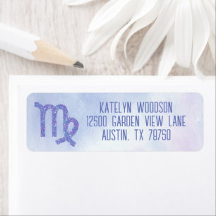 Cute Virgo Astrology Sign Purple Return Address Label