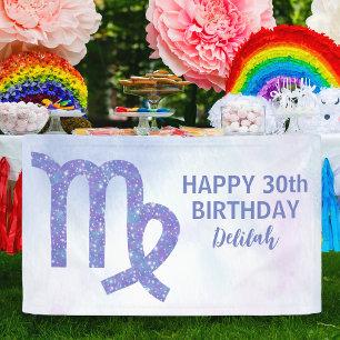 Cute Virgo Custom Astrology Purple Birthday Party Banner
