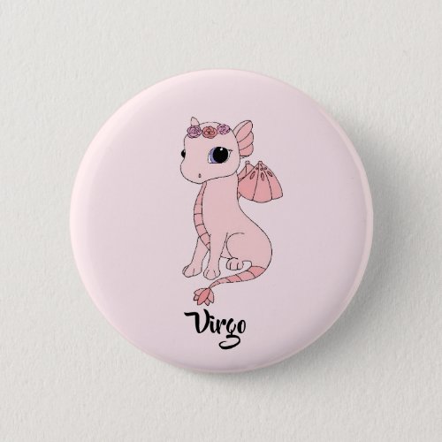 Cute Virgo Dragon design zodiac button