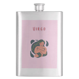 Cute Virgo, zodiac, star sign print Flask