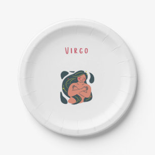 Cute Virgo, zodiac, star sign print Paper Plates