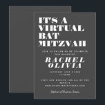 Cute Virtual Online Black and White Bat Mitzvah Invitation<br><div class="desc">Cute Virtual Online Black and White Bat Mitzvah Invitation</div>