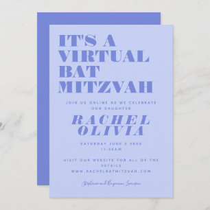 Cute Virtual Online Lavender Bat Mitzvah Invitation