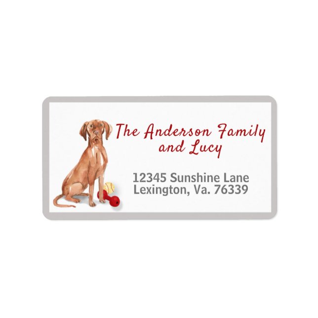 Cute Vizsla and Toys Family Return Address   Label (Front)